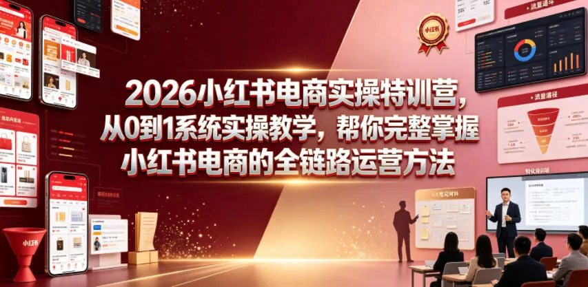 2026小红书电商实操特训营，从0到1系统实操教学，帮你完整掌握小红书电商的全链路运营方法-梦帆创业网