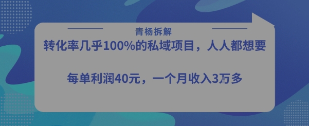 转化率最高的私域项目，每单利润40-50米，月入过1w-梦帆创业网