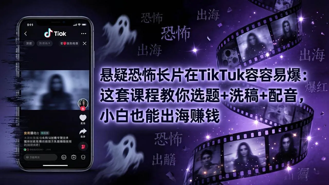 （18220期）悬疑恐怖长片在TikTok最容易爆：这套课程教你选题+洗稿+配音，小白也能出海赚钱-梦帆创业网