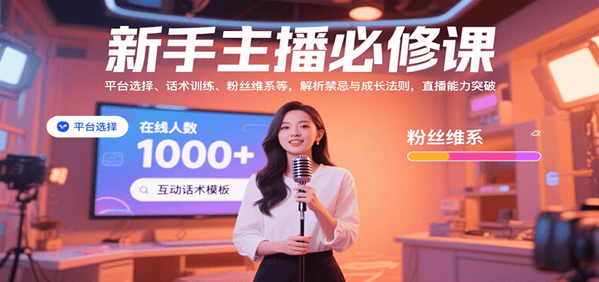 新手主播必修课：平台选择、话术训练、粉丝维系等，解析禁忌与成长法则，突破直播能力-梦帆创业网