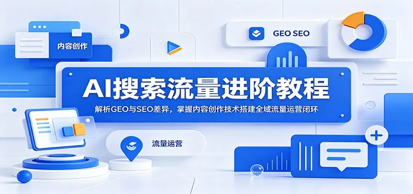AI搜索流量进阶教程：解析GEO与SEO差异，掌握内容创作技术搭建全域流量运营闭环-梦帆创业网