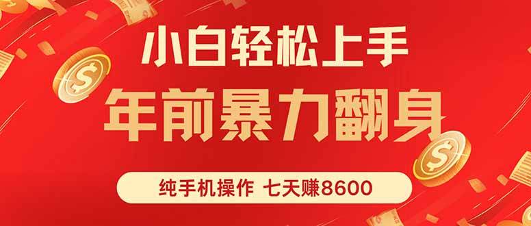 （16080期）七天狂赚8600，小白纯手机操作，日入1000+-梦帆创业网