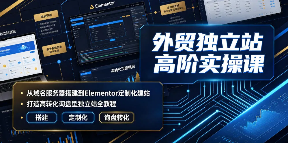 外贸独立站高阶实操课｜从域名服务器搭建到Elementor定制化建站，打造高转化询盘型独立站全教程-梦帆创业网
