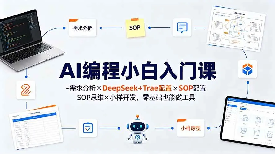 （19539期）AI编程小白入门课-需求分析×DeepSeek+Trae配置×SOP思维×小样开发，零基础也能做工具-梦帆创业网