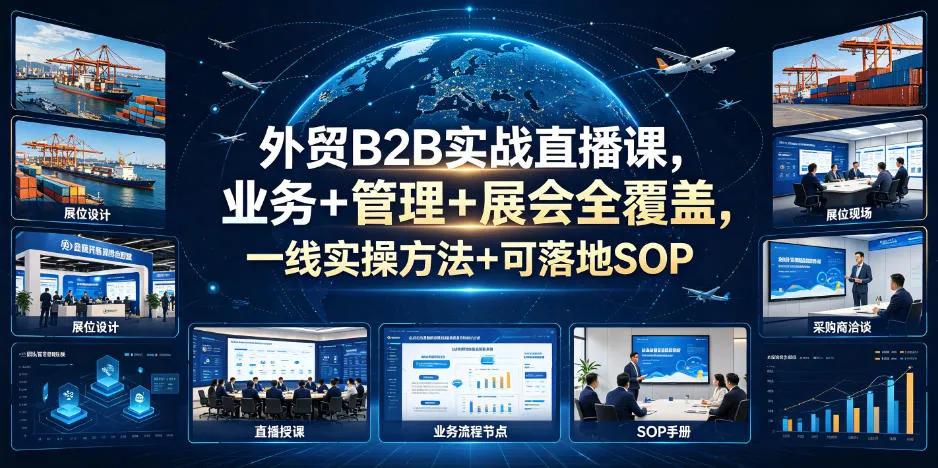 外贸B2B实战直播课，业务+管理+展会全覆盖，一线实操方法+可落地SOP-梦帆创业网
