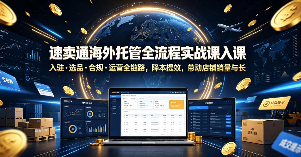 速卖通海外托管全流程实战课入驻・选品・合规・运营全链路，降本提效，带动店铺销量与收益增长-梦帆创业网