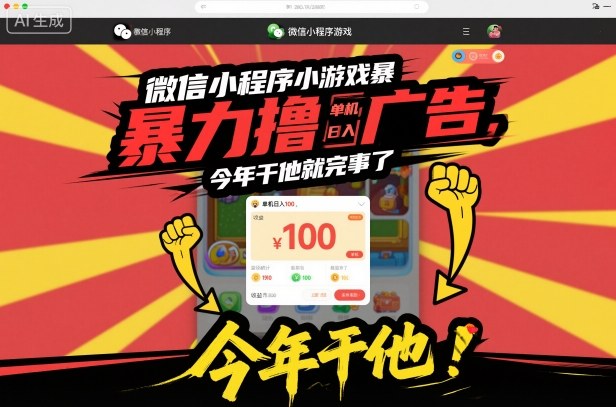 微信小程序小游戏暴力撸广告，单机日入100，今年干他就完事了-梦帆创业网