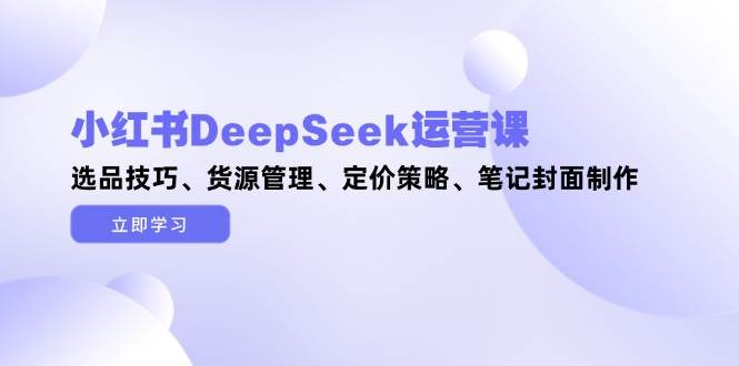 小红书DeepSeek运营课，选品技巧、货源管理、定价策略、笔记封面制作-梦帆创业网