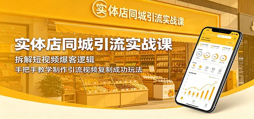 实体店同城引流实战课：拆解短视频爆客逻辑，手把手教学制作引流视频复制成功玩法-梦帆创业网