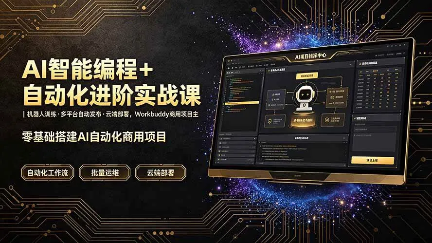 （19246期）AI智能编程+自动化进阶实战课｜机器人训练·多平台自动发布·云端部署，Workbuddy商用项目全流程教学-梦帆创业网