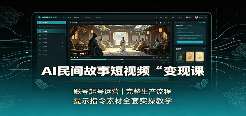 AI民间故事短视频变现课：账号起号运营，完整生产流程，提示指令素材全套实操教学-梦帆创业网