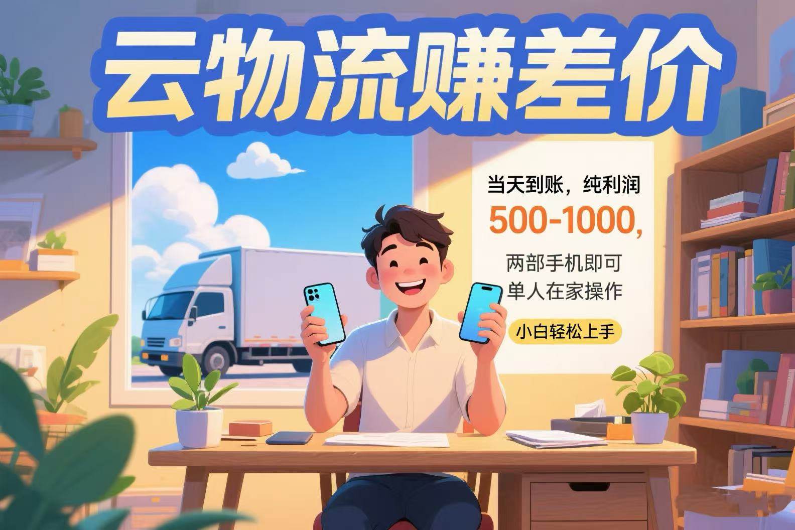 （15492期）云物流赚差价 当天到账纯利润500-1000 两部手机即可 可单人在家操作 小…-梦帆创业网