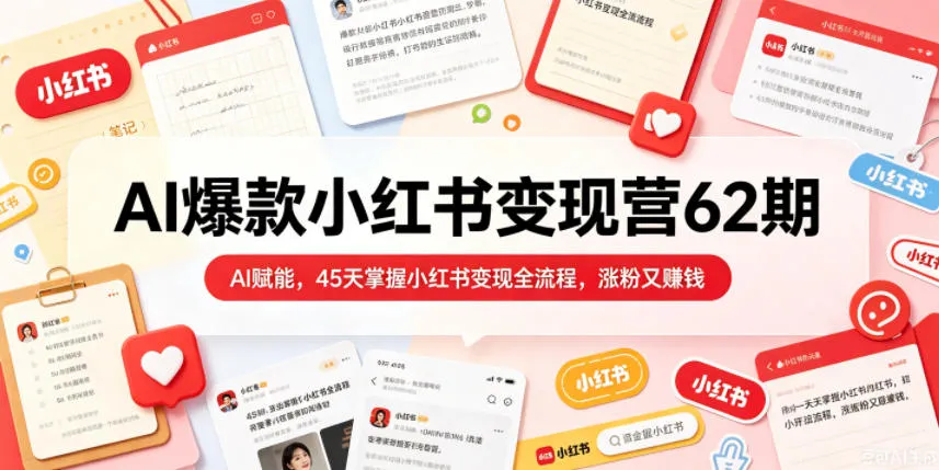 AI爆款小红书变现营62期2026年5月，AI赋能，45天掌握小红书变现全流程，涨粉又賺钱-梦帆创业网