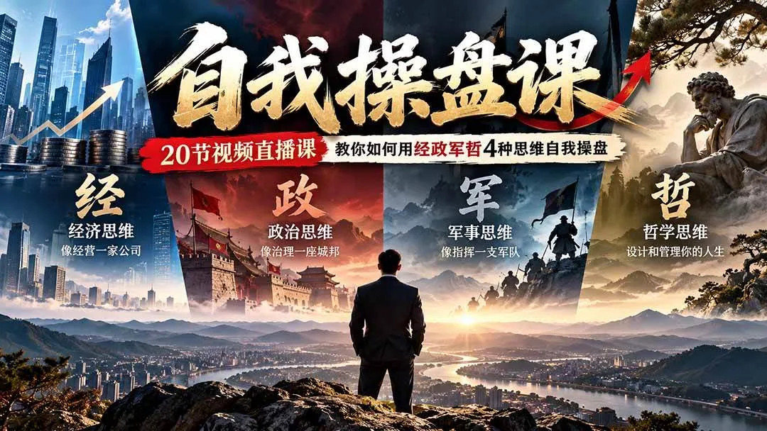 （20626期）【无水印】自我操盘课，20节视频直播课教你如何用经政军哲4种思维自我操盘（更新0924）-梦帆创业网