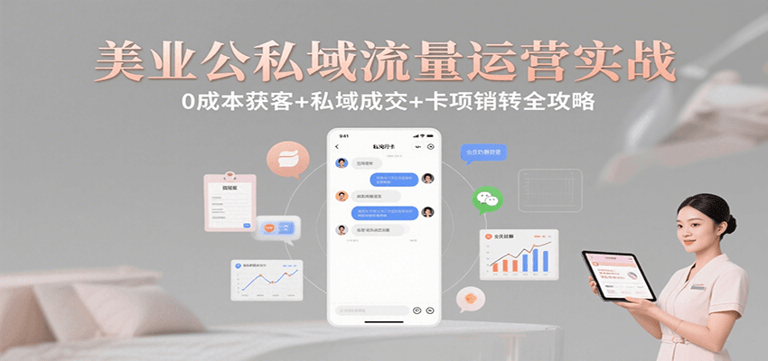 美业公私域流量运营实战：0成本获客+私域成交+卡项销转全攻略-梦帆创业网