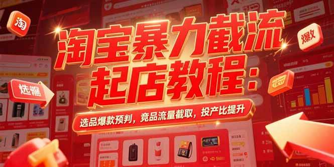 （15468期）淘宝暴力截流起店教程：选品爆款预判，竞品流量截取，投产比提升-梦帆创业网