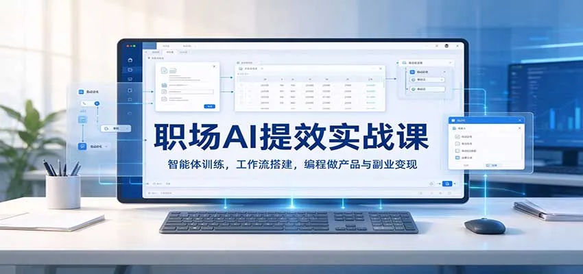 职场AI提效实战课：智能体训练，工作流搭建，编程做产品与副业变现-梦帆创业网