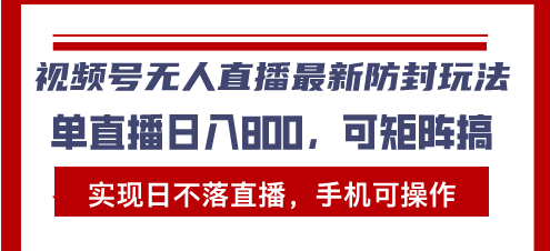 （13377期）视频号无人直播最新防封玩法，实现日不落直播，手机可操作，单直播日入…-梦帆创业网