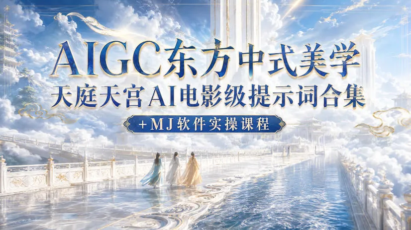AIGC东方中式美学天庭天宫AI电影级提示词合集+MJ软件实操课程-梦帆创业网