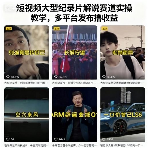 短视频大型纪录片解说赛道实操教学，多平台发布撸收益-梦帆创业网