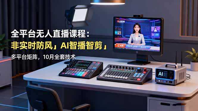 （16279期）全平台无人直播课程：非实时防风＋AI智播智剪＋多平台矩阵，10月全套技术-梦帆创业网