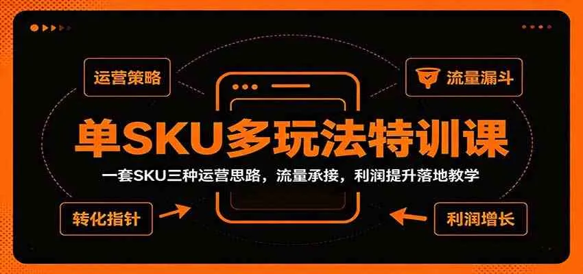 单SKU多玩法特训课：一套SKU三种运营思路，流量承接，利润提升落地教学-梦帆创业网