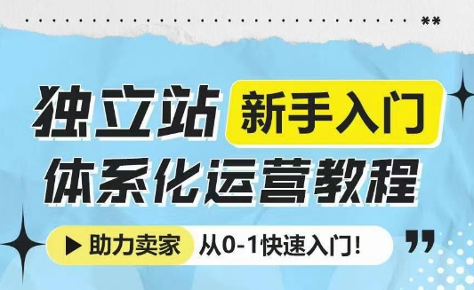 独立站新手入门体系化运营教程，助力独立站卖家从0-1快速入门!-梦帆创业网