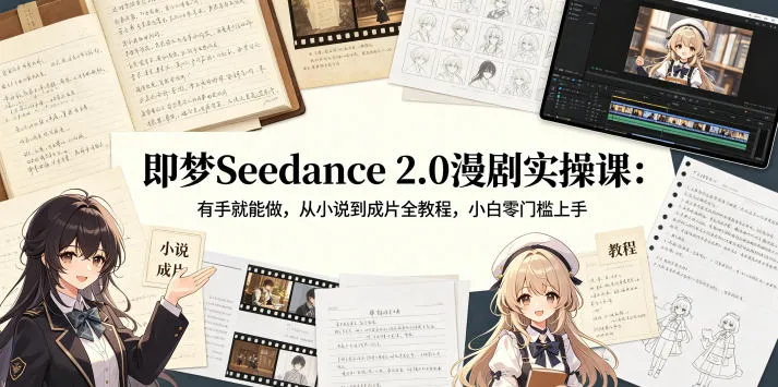 即梦Seedance 2.0漫剧实操课：有手就能做，从小说到成片全教程，小白零门槛上手-梦帆创业网