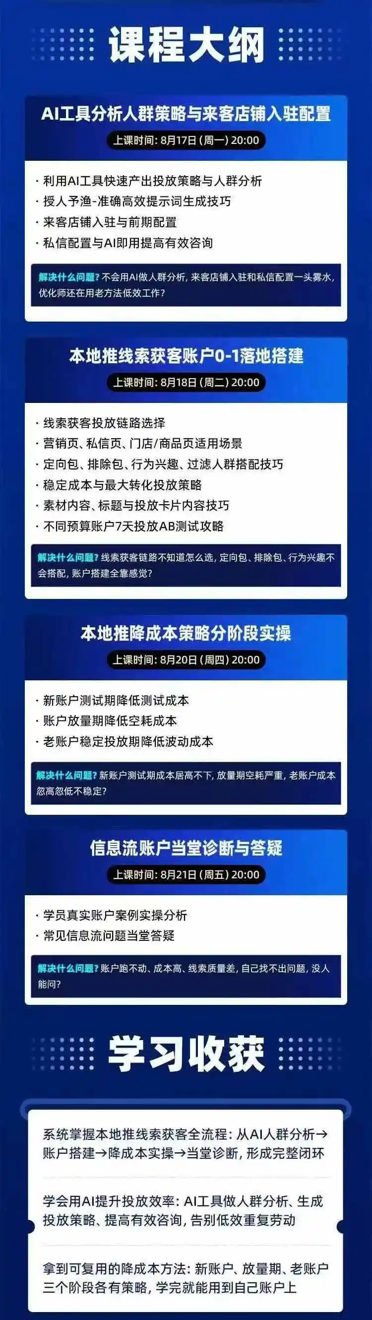 图片[2]-2026巨量AD本地推线索获客全流程实战课-33期更新1027：AI人群分析、账户搭建、7天测试、分阶段降本与投放优化-梦帆创业网