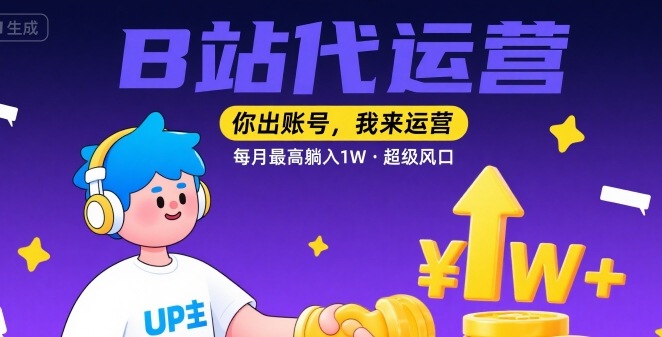【B站代运营 】你出账号，我来运营，每月最高躺入1W，超级风口【揭秘】-梦帆创业网
