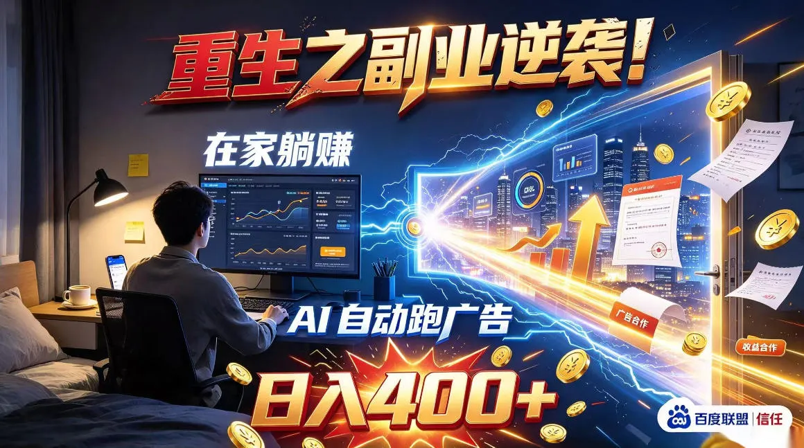 重生之副业逆袭！在家躺赚AI自动跑广告日入400+，无需人工操作【揭秘】-梦帆创业网