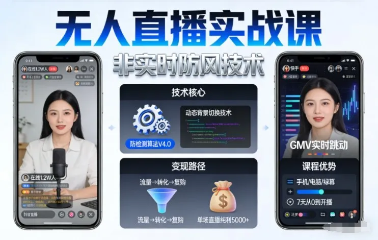 宝子哥无人直播实战课，非实时防风技术，聚焦抖音快手等平台直播带货，轻松开启直播变现之路（更新2026年07月11日）-梦帆创业网