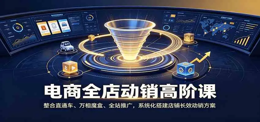电商全店动销高阶课：整合直通车、万相魔盒、全站推广，系统化搭建店铺长效动销方案-梦帆创业网
