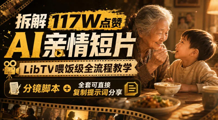 拆解117W点赞AI亲情短片，LibTV喂饭级全流程教学，分镜脚本+全套可直接复制提示词分享-梦帆创业网