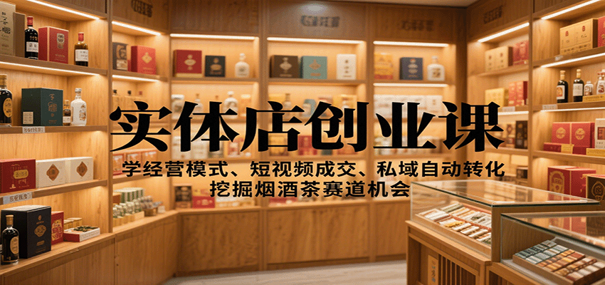 实体店创业课：学经营模式、短视频成交、私域自动转化，挖掘烟酒茶赛道机会-梦帆创业网