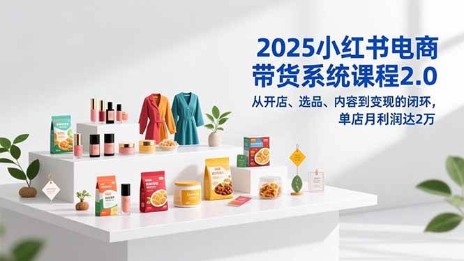（16880期）2025小红书电商带货系统课程2.0，从开店、选品、内容到变现的闭环，单店月利润达2万-梦帆创业网
