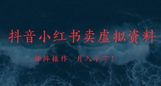 抖音小红书卖虚拟资料，市场需求一直存在，矩阵操作，月入1w+-梦帆创业网