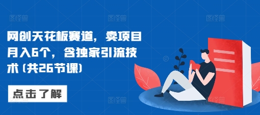 网创天花板赛道，卖项目月入6个，含独家引流技术(共26节课)-梦帆创业网