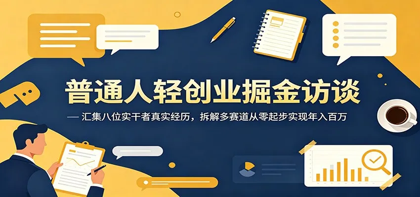 普通人轻创业掘金访谈：汇集八位实干者真实经历，拆解多赛道从零起步实现年入百万-梦帆创业网