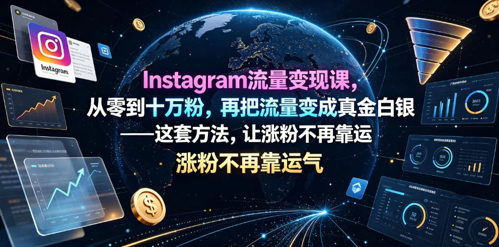 Instagram流量变现课，从零到十万粉，再把流量变成真金白银——这套方法，让涨粉不再靠运气【原创双语字幕】-梦帆创业网