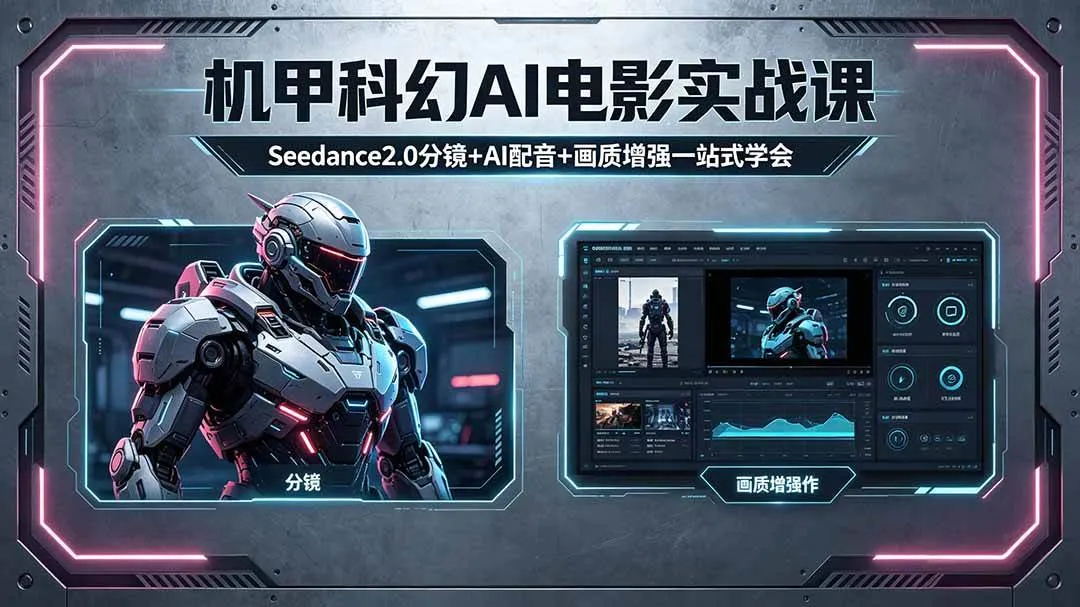 （18298期）机甲科幻 AI 电影实战课，Seedance2.0 分镜 + AI 配音 + 画质增强一站式学会-梦帆创业网
