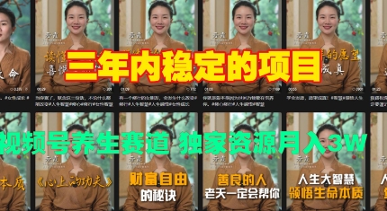 三年内稳定的项目 视频号养生赛道 独家资源月入过W-梦帆创业网