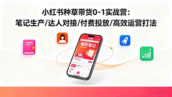 （16310期）小红书种草带货0-1实战营：笔记生产/达人对接/付费投放/高效运营打法-梦帆创业网