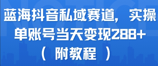 蓝海抖音私域赛道，实操单账号当天变现288+(附教程)-梦帆创业网