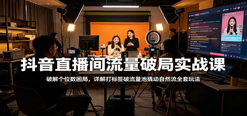 抖音直播间流量破局实战课：破解个位数困局，详解打标签破流量池撬动自然流全套玩法-梦帆创业网