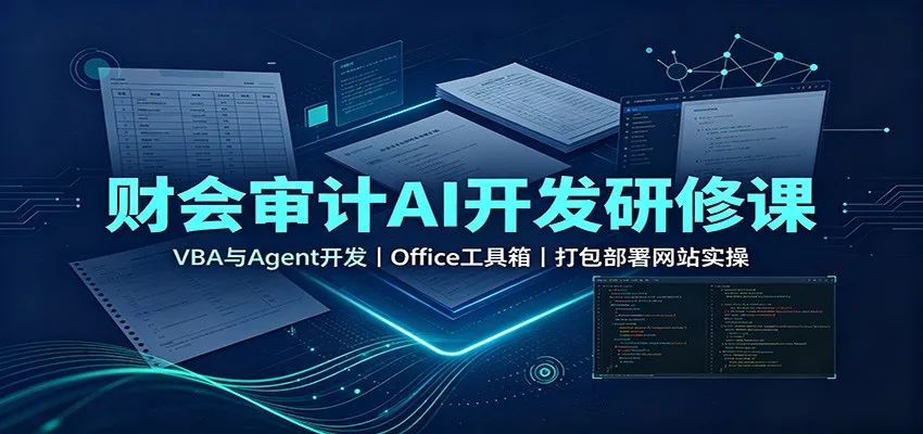 财会审计AI开发研修课:VBA与Agent开发,Office工具箱,打包部署网站实操 财会审计AI开发研修课:VBA与Agent开发,Office工具箱,打包部署网站实操
