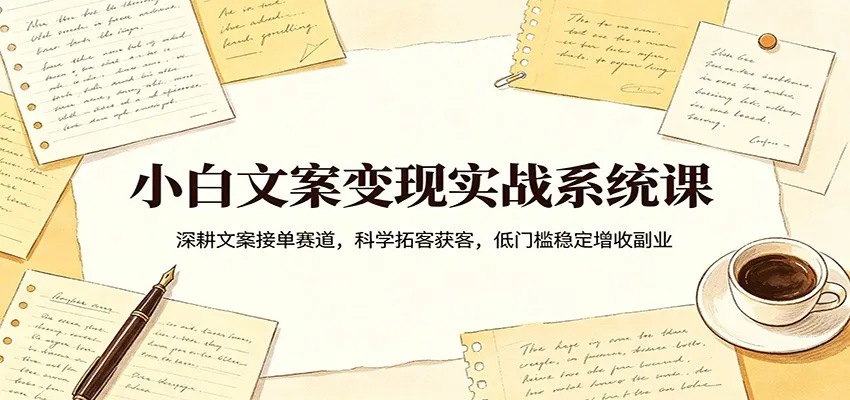 小白文案变现实战系统课：深耕文案接单赛道，科学拓客获客，低门槛稳定增收副业-梦帆创业网