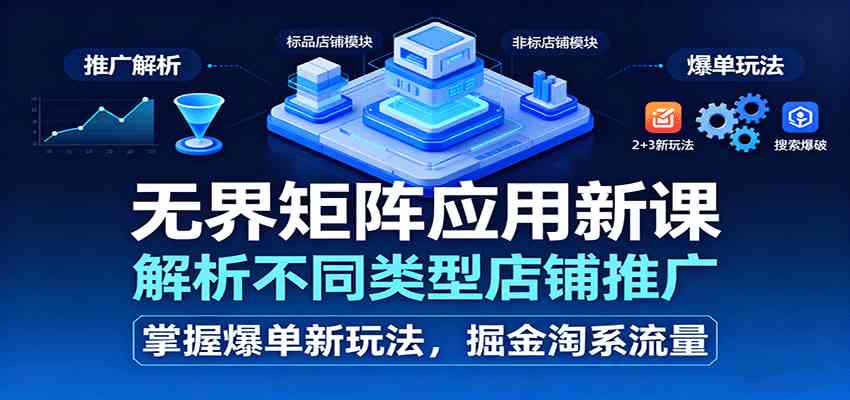 无界矩阵应用新课，解析不同类型店铺推广，掌握爆单新玩法，掘金淘系流量-梦帆创业网