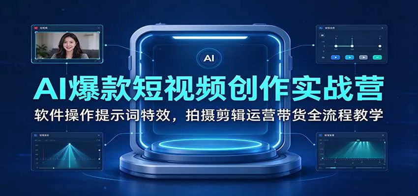 AI爆款短视频创作实战营：软件操作提示词特效，拍摄剪辑运营带货全流程教学-梦帆创业网