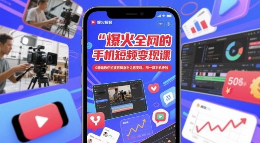 爆火全网的手机短视频变现课，0基础教你拍摄剪辑涨粉运营变现，用一部手机挣钱-梦帆创业网
